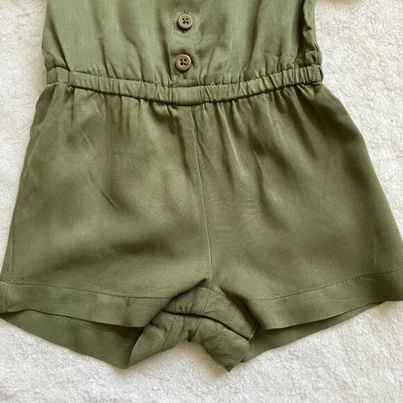Old Navy Baby Romper 3-6M | Olive Green Button-Front EUC - Picture 8 of 16